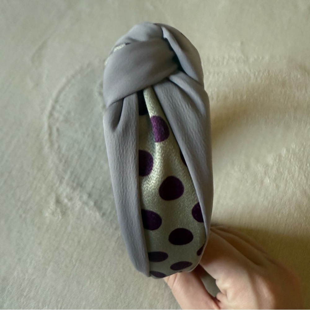 Purple Polka Dot Top-Knot Headband - Picture 6 of 6